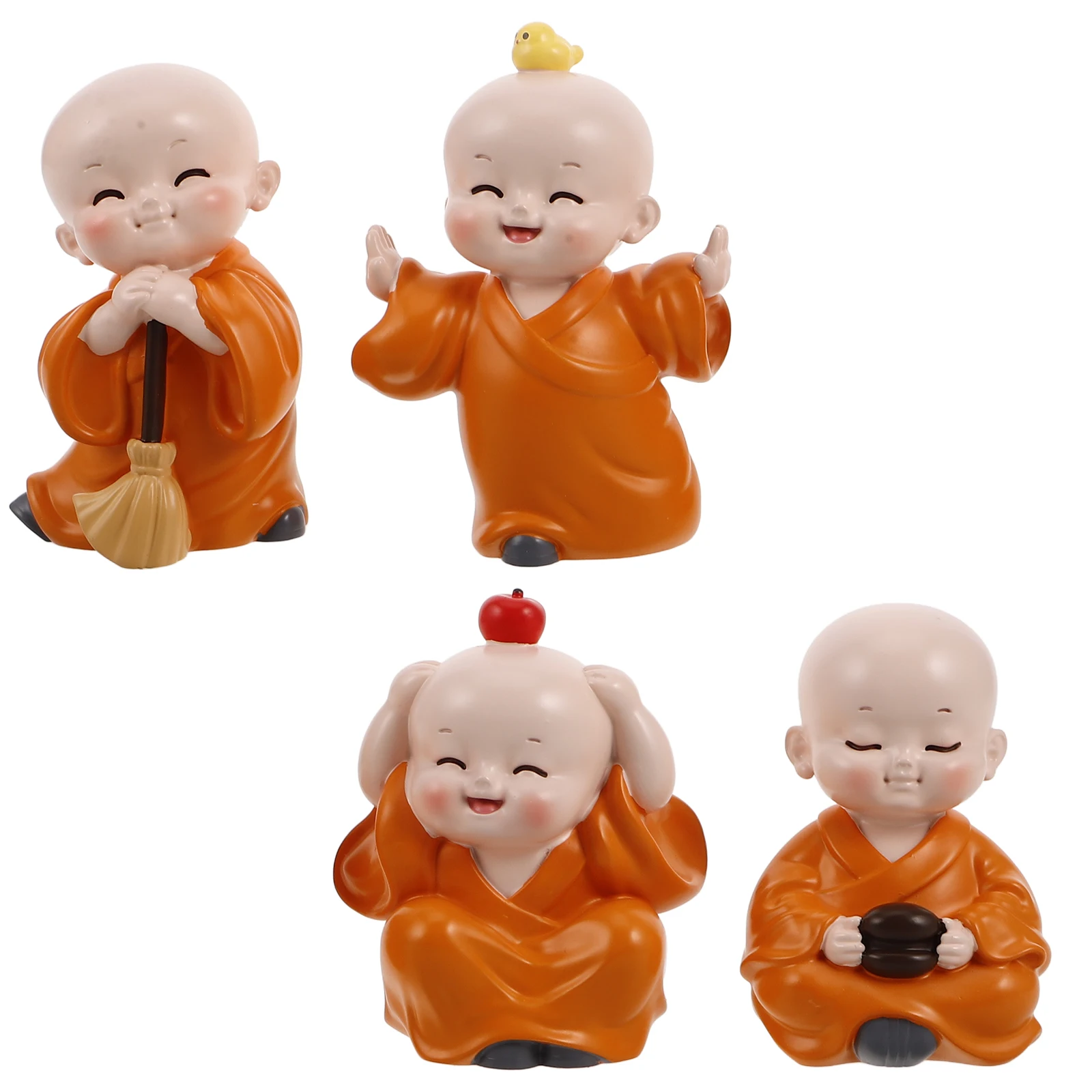 

4pcs Cute Resin Figurines Chinese Style Car Dashboard Decorations Interior Micro Ornaments Desktop Small Statues