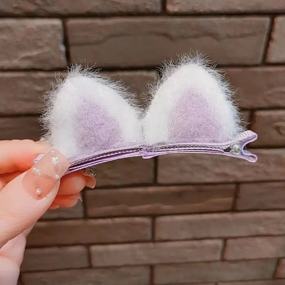 5 Pairs Material Cat Ears Hair Pin 3D Design Animal Ears Style Rabbit Ears Hair Pin Kids Size Soft Texture Hair Accessories