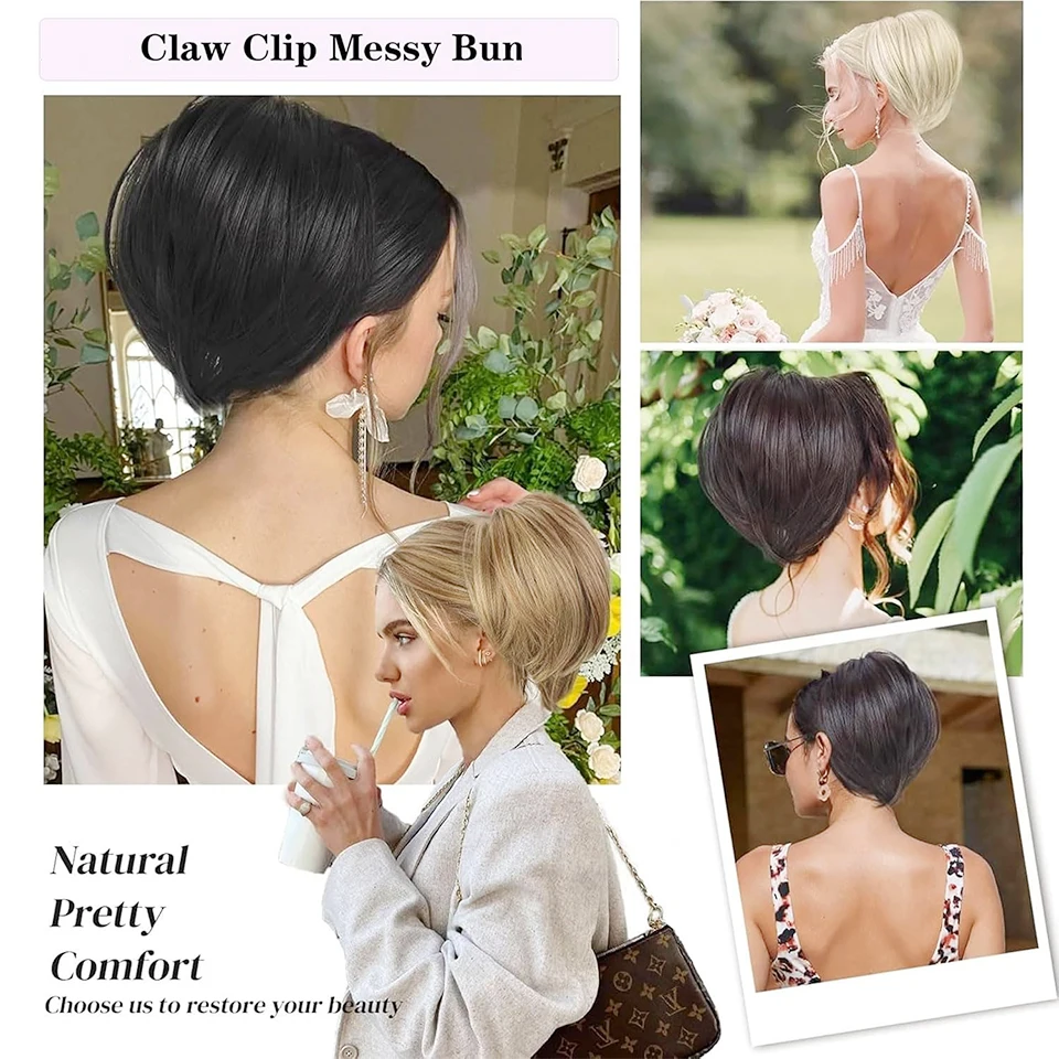 Synthetic Claw Clip Ponytail Hair Extensions Messy Short Straight Ponytail Blonde Brown Heat Resistant Pony Tail Fake Hair Chign image 6