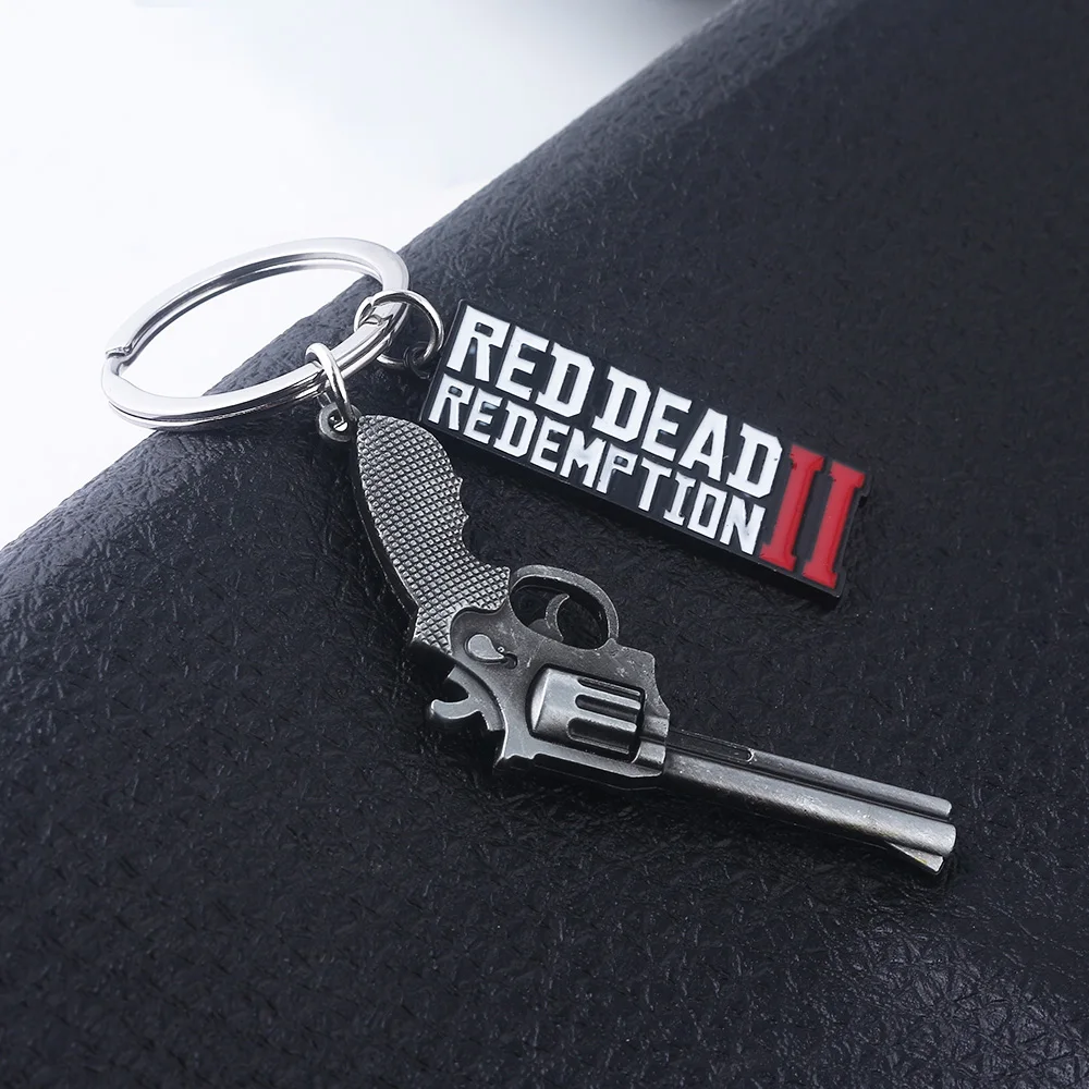 RDR2 Arthur Morgan Revolver Modell Schlüsselanhänger Red Dead Redemption 2 Taschenanhänger Autoanhänger Fans Cosplay Geschenk für Männer Frauen Schmuck