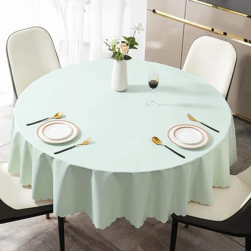 Table cloth waterproof, oil resistant, scald resistant, and wash free hotel large circular dining table tablecloth