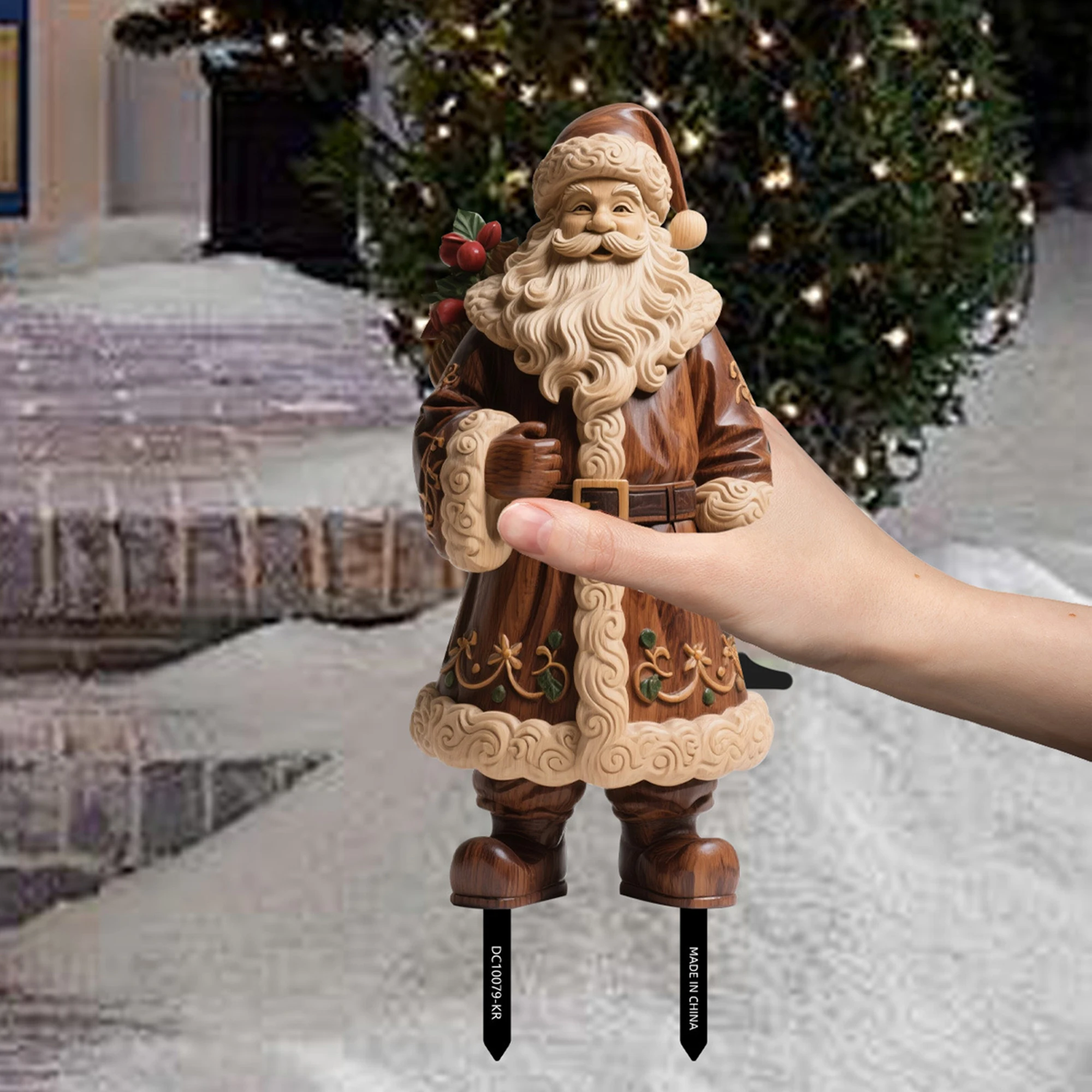 お祝いの休日の庭用ステーク3個セット、2Dフラットなトナカイと雪の結晶模様の装飾ステーク、屋外の芝生装飾用