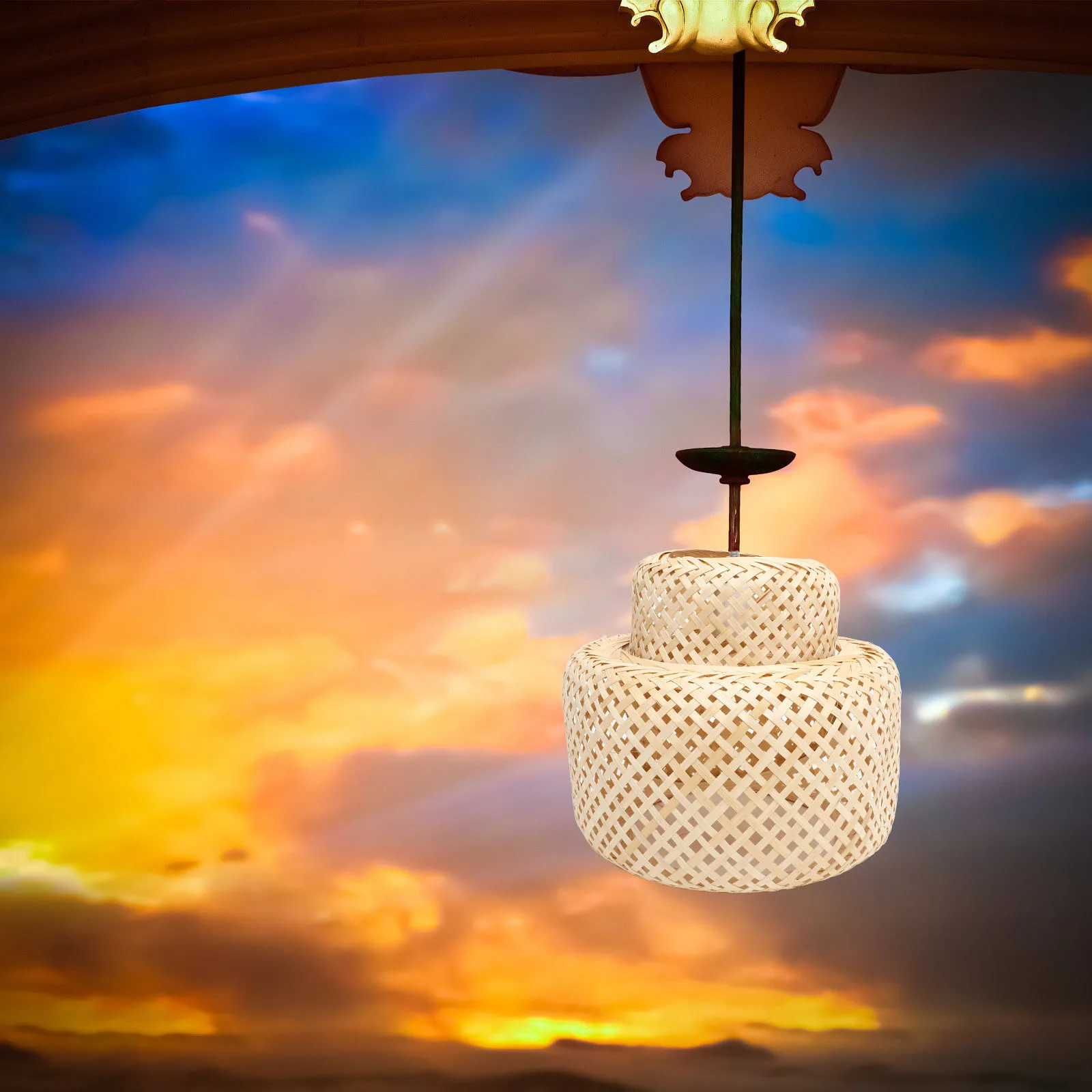 

Bamboo Woven Light Lampshade Rattan Ceiling Fixture Weave Ceiling Lamp Bohemian Home Decor Table Lighting