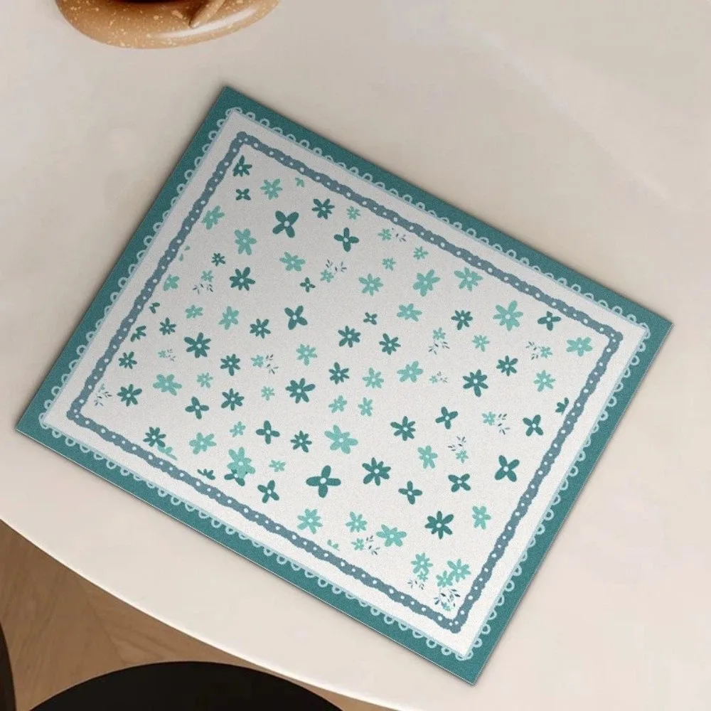 Super Absorbent Rural Floral Dinner Mat Non-slip Heatproof Kitchen Drain Mat Waterproof Quick Dry Heat Insulation Mat Kitchen