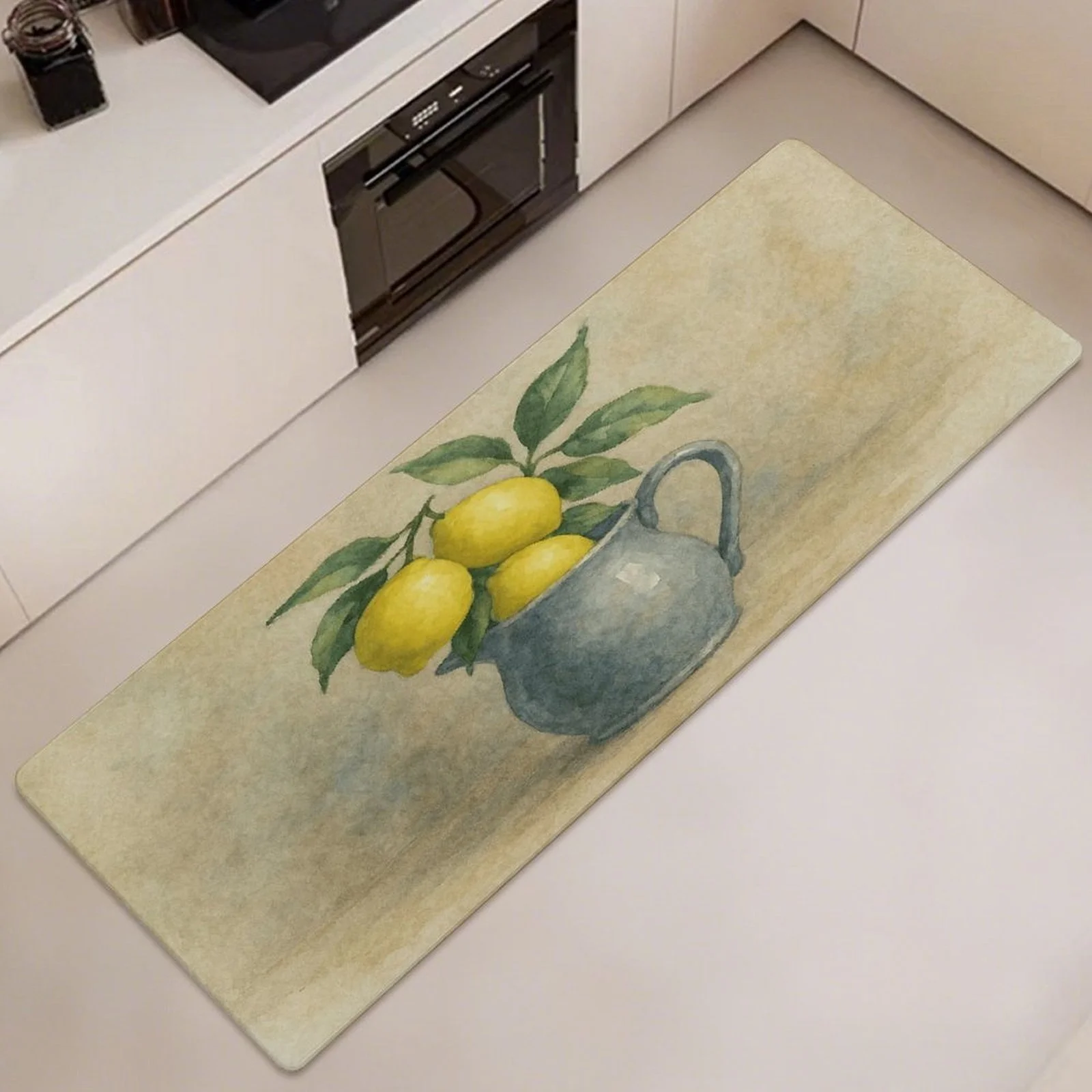 

Rustic Lemon Pitcher Kitchen Long Mat,Non-Slip Washable Floor Mat with Watercolor Art Print Hallway,Kitchen,Living Room Decor