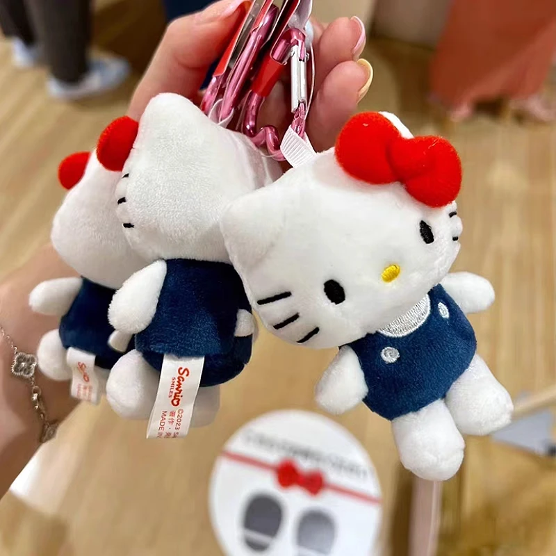 LLavero de felpa Kawaii Sanrio Hello Kitty, hebilla de amor, colgante de bolsa de muñeca, adorno colgante femenino para teléfono móvil, regalos de