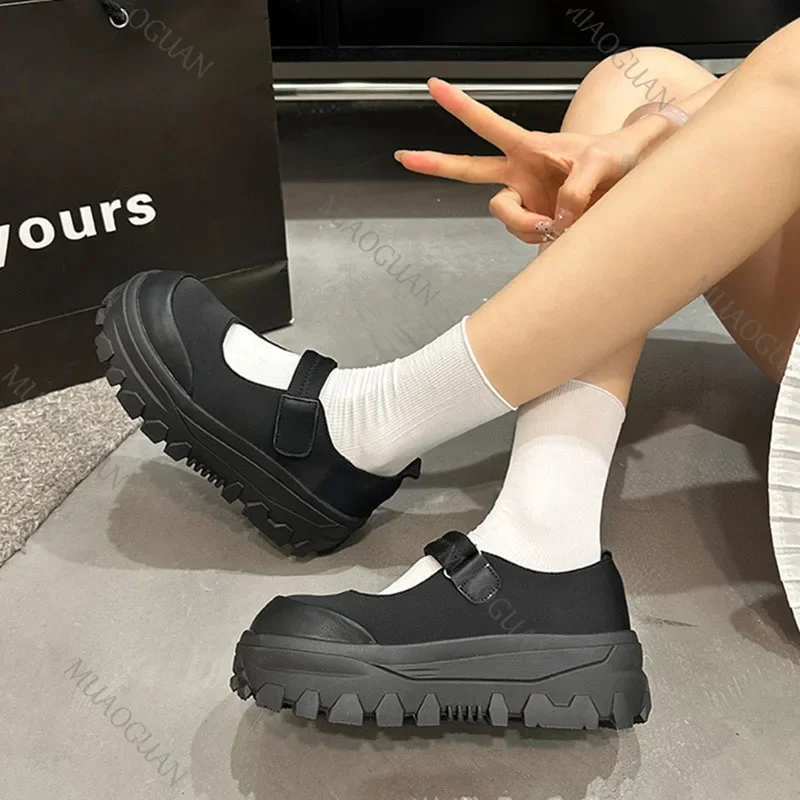 

High Quality Fashion Retro Thick Bottom Mary Jane Shoes Chunky High Heeled Shallow Mouth Single Shoe Platform Sneakers for Women