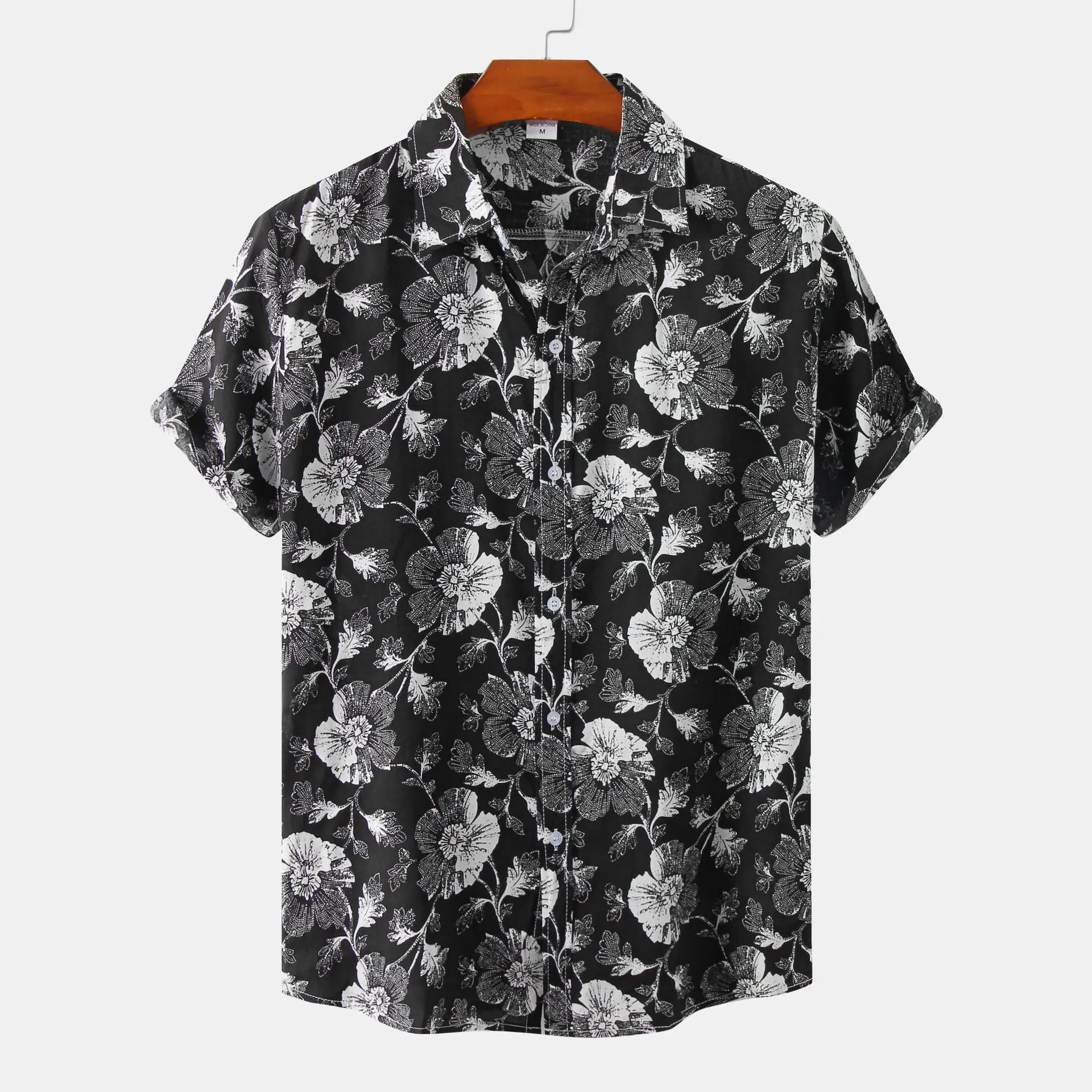 Camisa havaiana de manga curta masculina, camisas de praia estampadas com plantas tropicais, tops casuais de verão 5XL