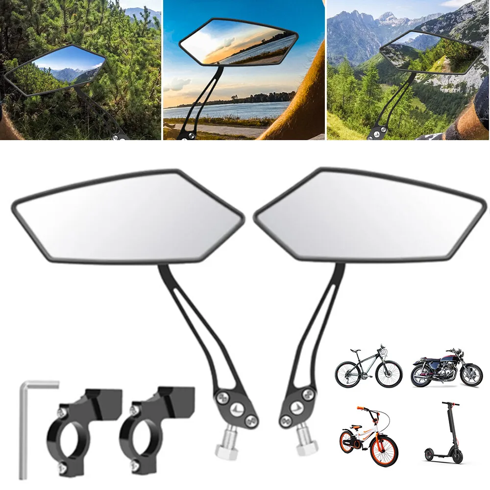 2x Fahrradspiegel für Lenker [Set] Großer HD-Echtglas-Fahrradspiegel, 360° °   Drehbarer, klappbarer Rückspiegel, stoßfest und langlebig, für Fahrrad, E-Bike, Roller, Motorrad 22-26mm