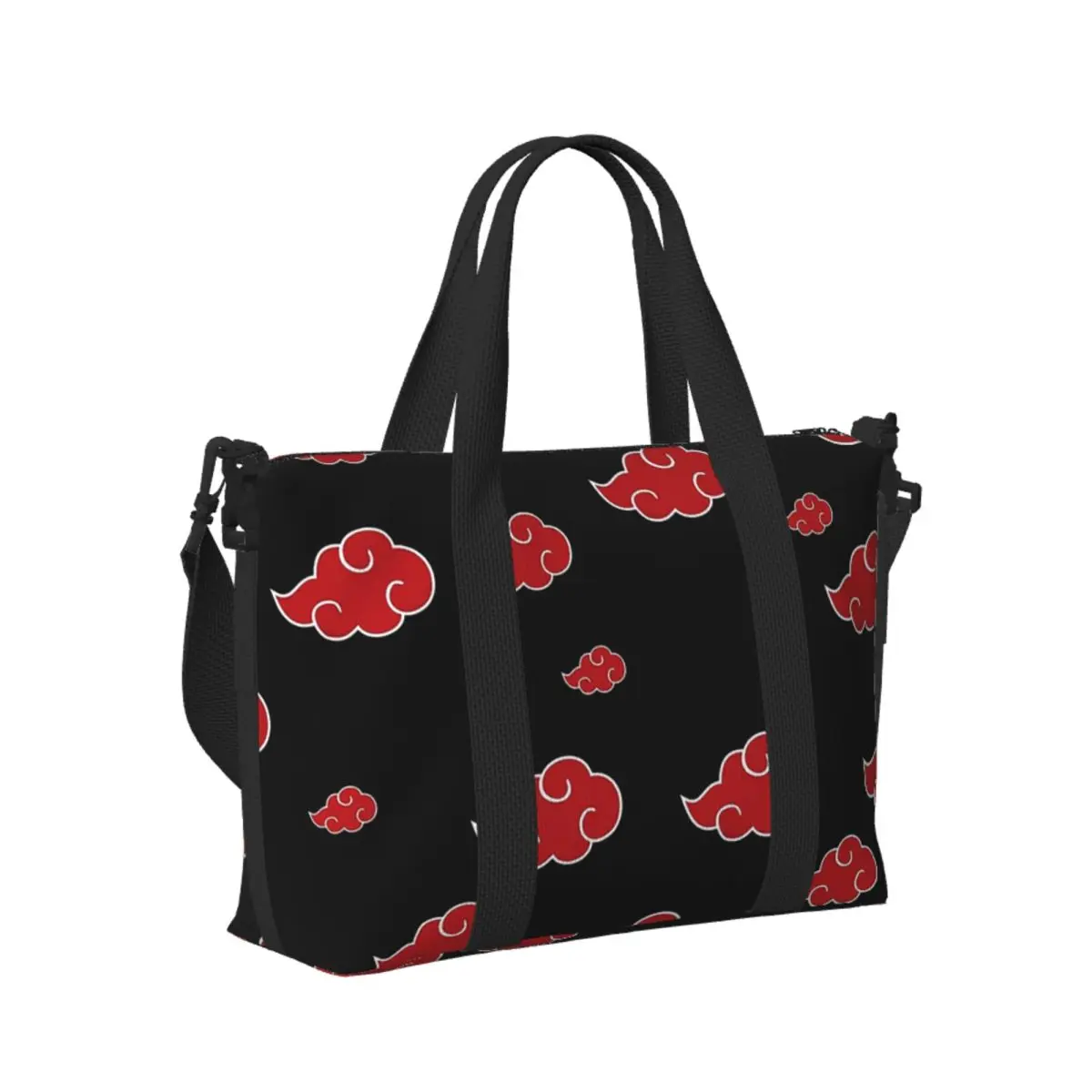 

Изготовленная на заказ черно-красная пляжная дорожная сумка с облаком, большая вместительная сумка-тоут для спортзала, спортивная женская дорожная сумка для покупок