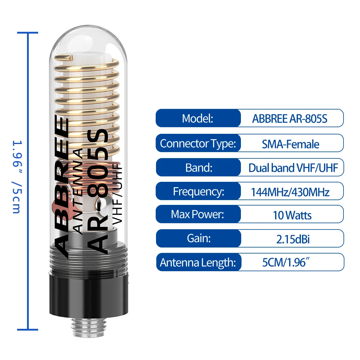 ABBREE Walkie Talkie Mini Antenna AR-805S SMA- Female VHF/UHF High Gain For Baofeng UV-5R UV-21 5RMini Quansheng UV-K5 Ham Radio