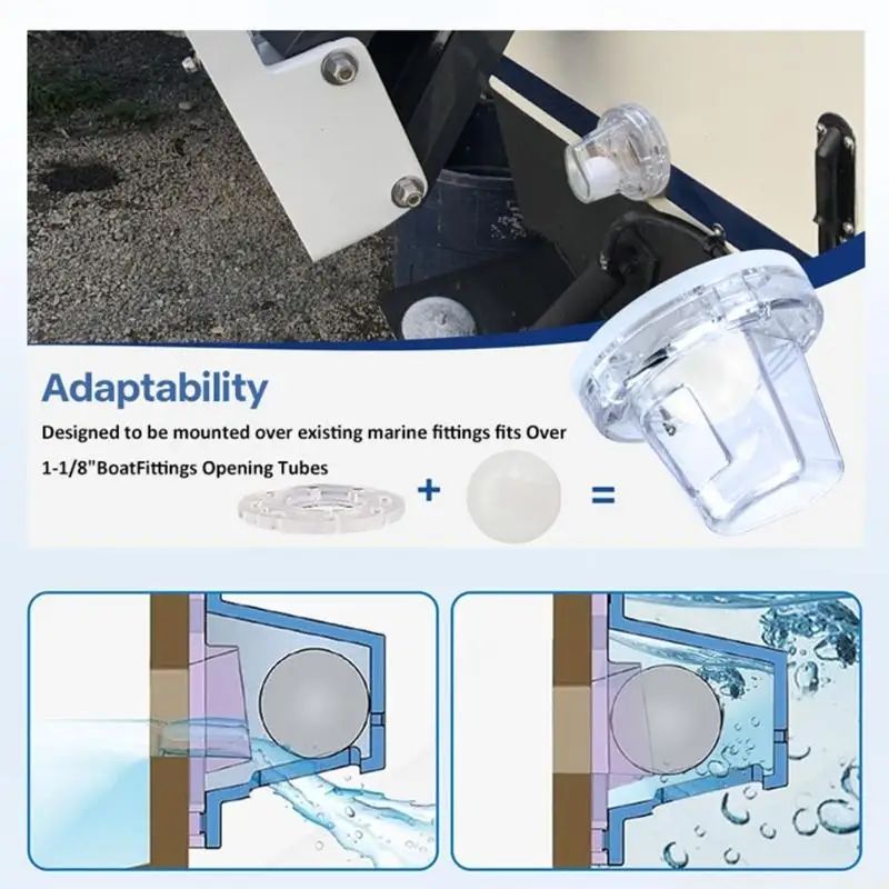 

J0MA Boat Bailing Ball Scupper Valves Fits Over 1-1/8in Fittings Opening Tubes