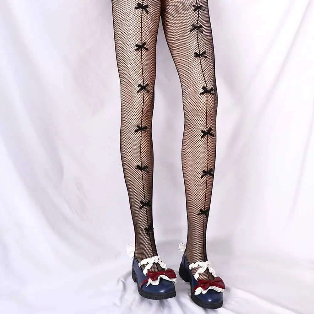 

Kawaii Vintage Nylon Mesh Lolita Style Nightclub Summer Sexy Stockings Fishnet Stockings Sexy Pantyhose Bowknot Stockings