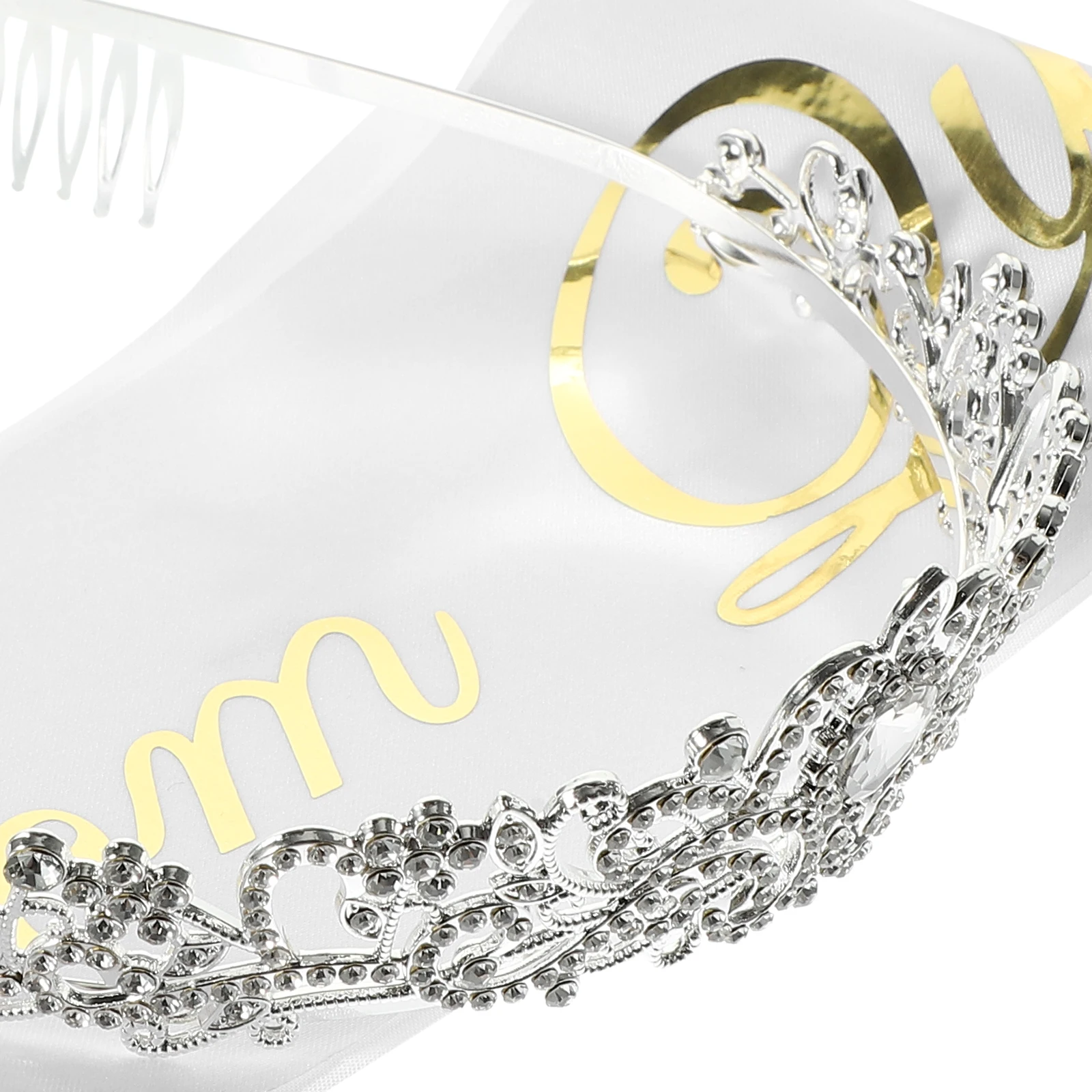 

Crystal Headdress Prom Queen White For Graduation Party Wedding Costume Cosplay Party Crown Sash Headpiece Queen Sash