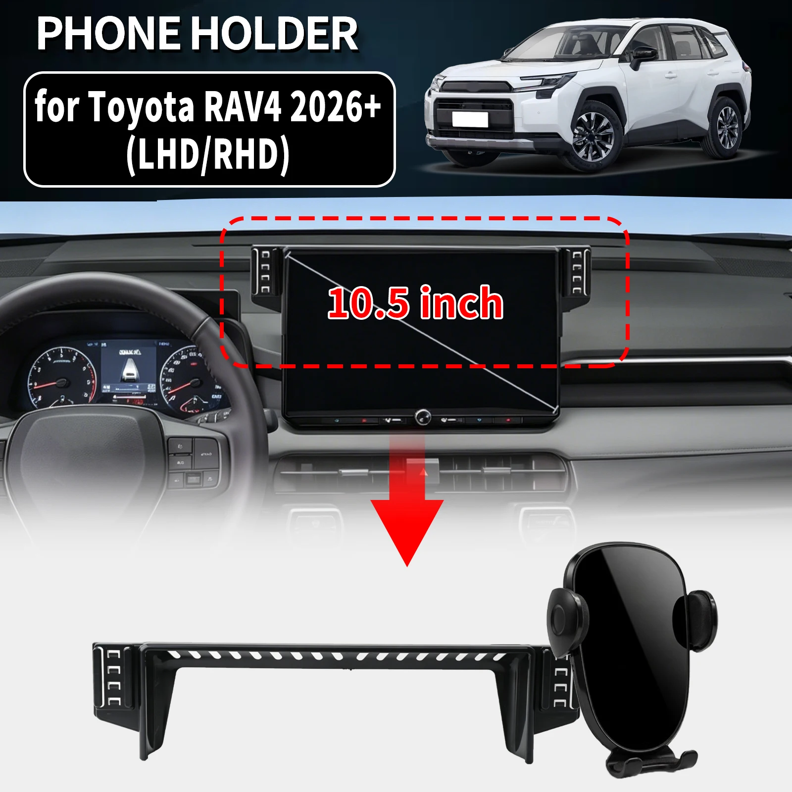for TOYOTA RAV4 RAV 4 2026 2027 RHD LHD 12.9 inch 10.5 inch Specific Car Phone Mount GPS Stand