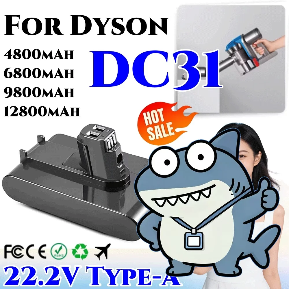 🔥For Dyson Vacuum Cleaner Battery (Type A) 22.2V 4800/6800/9800/12800mAh for DC35, DC45, DC31, DC34, DC44, DC31, DC35 917083-01
