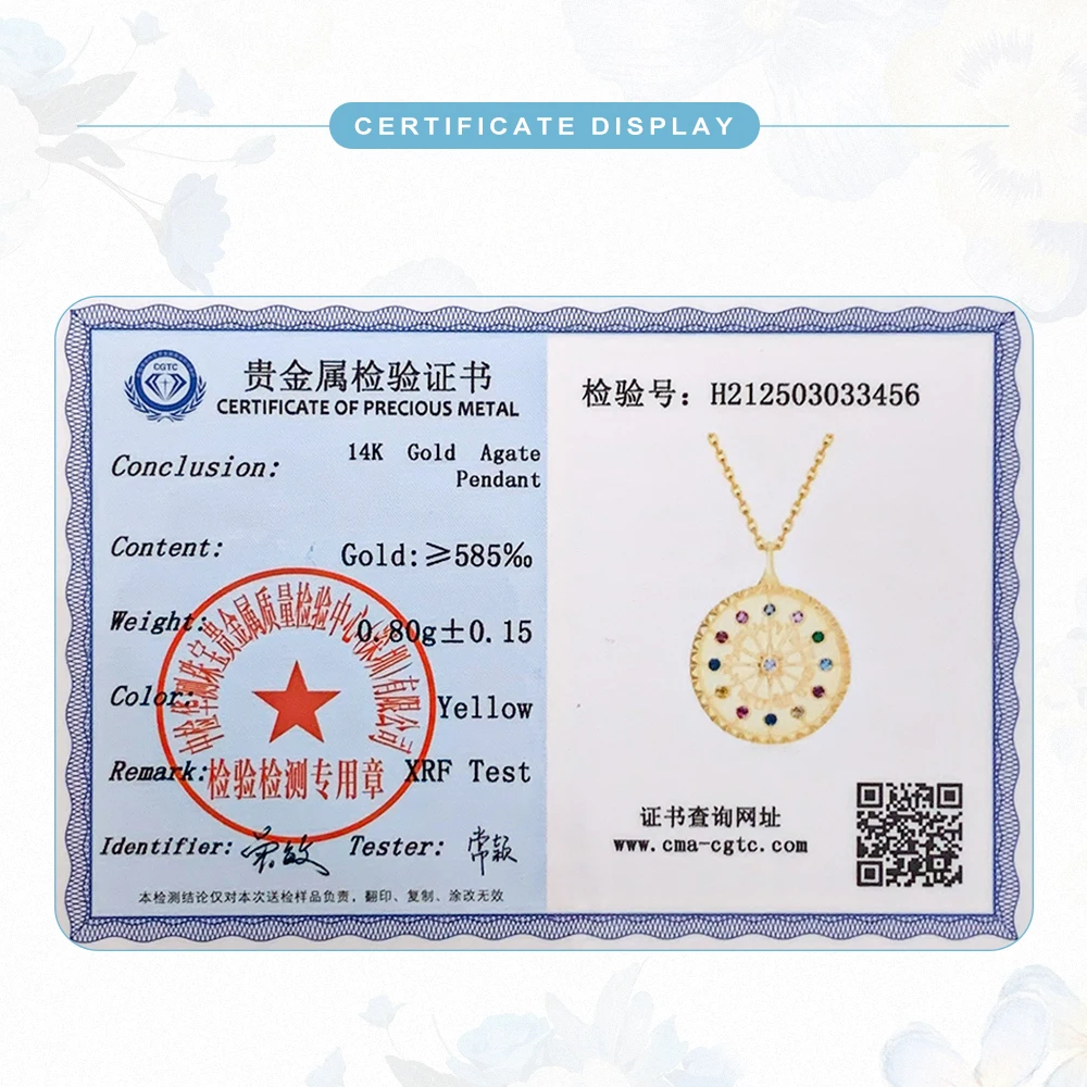 14K Yellow Gold Necklaces for Women Zodiac Fortune Wheel Pendant Luck Colorful Gemstones  AU585 Jewelry luxury Designer Jewelry