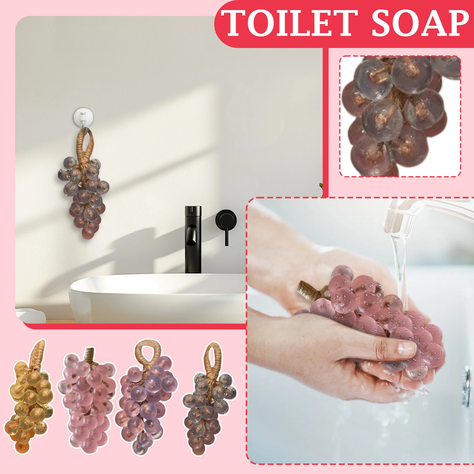 

New Trendy Colored Crystal Grape Soap Moisturizing Skin-friendly Safe Handmade Multipropse Soap Home Decor Holiday Wedding Gifts