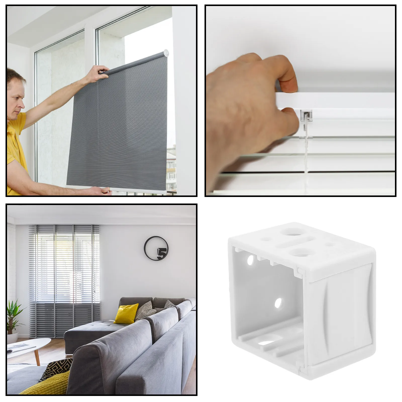 4Pcs White Blind Brackets Profile Box Mounting Brackets Vertical Blind Headrail Support Blinds Accessories Replacement Parts