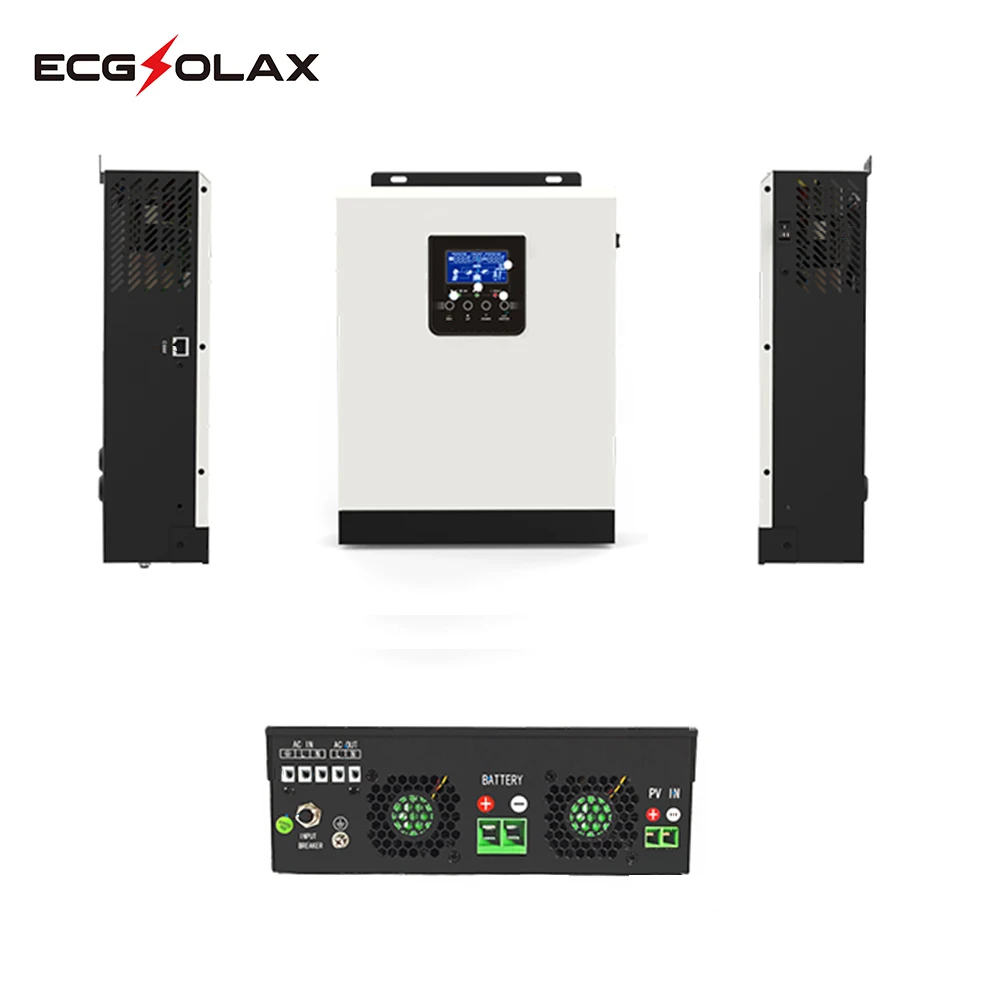 ECGSOLAX Off Grid Solar Inverter PWM 2400W 24V 80VDC Pure Sine Wave Hybrid Inverter Built-in PWM Solar Charge Controller 230VAC