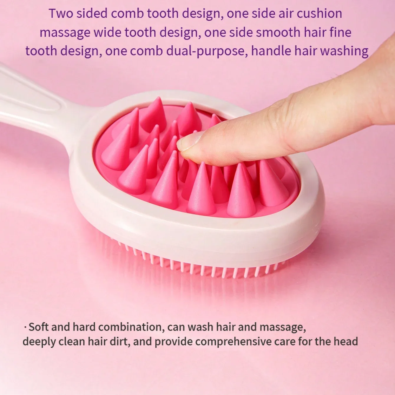 

Щетка для распутывания волос 2-в-1 — массажная расческа двойного назначения для отделки кожи головы с длинной ручкой для влажного и сухого использования, дизайн с двойными зубьями