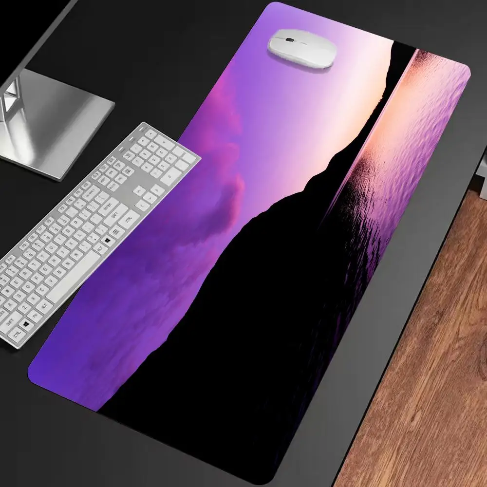 

Коврик для мыши Violet Lake Sunset, многоразмерный нескользящий игровой коврик для мыши, геймерский коврик для киберспорта, игровой механический коврик для клавиатуры XXL, настольный коврик