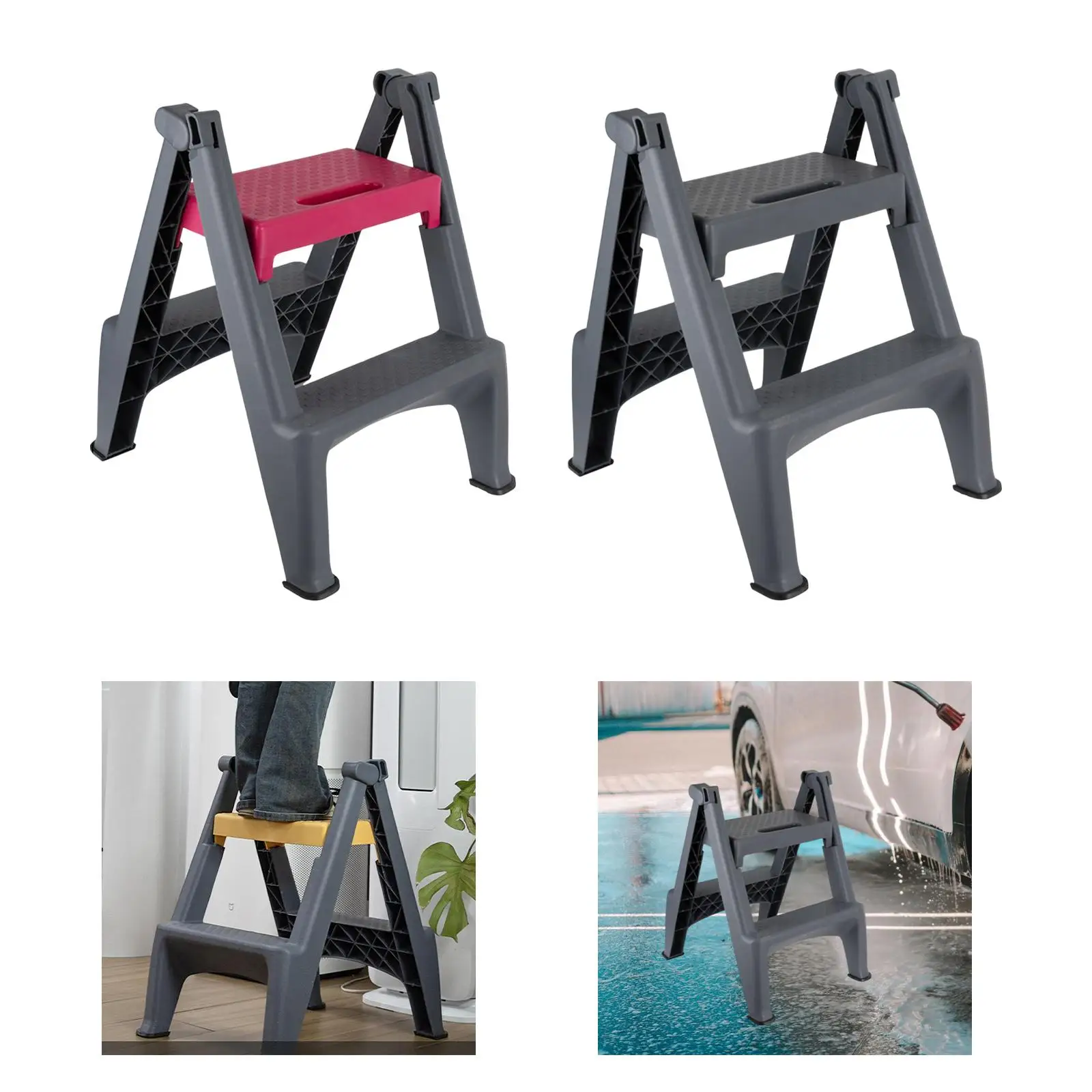 

Складная лестница для мойки автомобиля, 2-ступенчатая лестница, нескользящая подставка для ног, противоскользящая педаль для автомобиля, красота, бытовая, повседневная жизнь, прочная конструкция