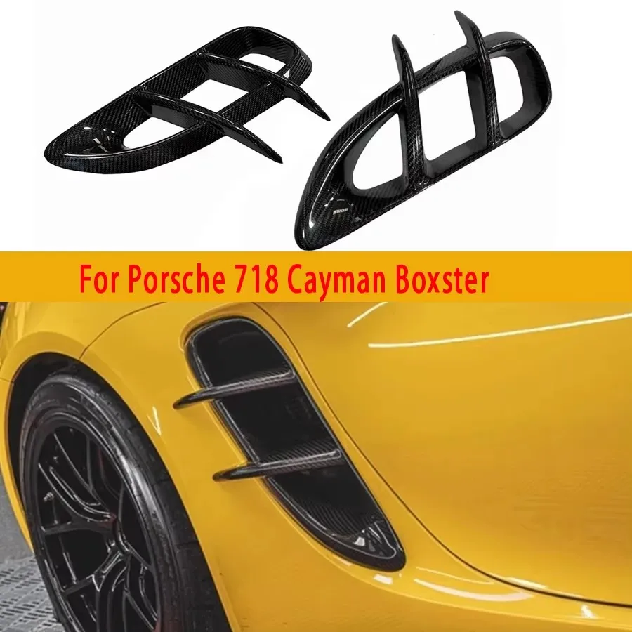 For Porsche 718 Cayman Boxster Carbon Fiber tuyere Set Auto Fender Side Air Vent Side wind knife Outlet Cover Car Accessories