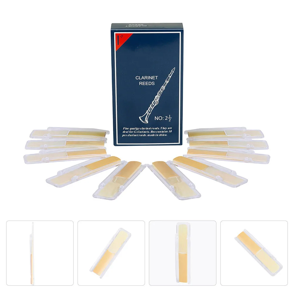 

10pcs Clarinet Reeds 2.5 Medium Hardness Premium Replacement Smooth Surface Durable Practical Reeds For Clarinet Players