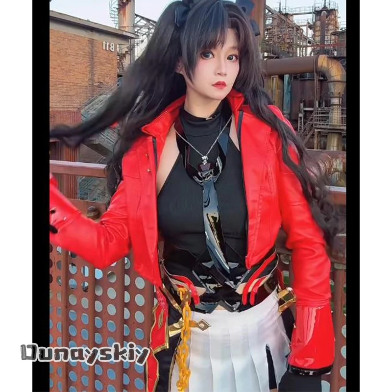 CR6.16*Honkai Star R X Fate Tosaka R Jaqueta de Uniforme Escolar Cosplay Fantasia Traje de Jogo Casaco Gótico Masculino Terno Vermelho Role-play