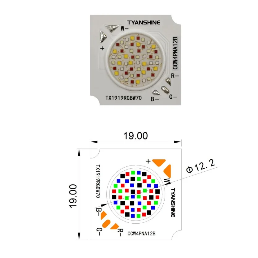 70W Full Power RGBW Colorful Stage Light LED High Power RGBW 19mm COB Chip Lighting Source Bead