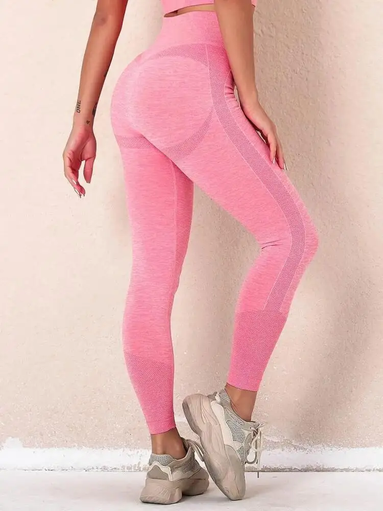 กางเกงโยคะผู้หญิง กางเกงเลกกิ้งไร้ตะเข็บ กางเกงออกกำลังกาย เอวสูง กระชับสัดส่วน ยกกระชับสะโพก ยืดหยุ่นสูง เหมาะสำหรับฟิตเนสและยิม