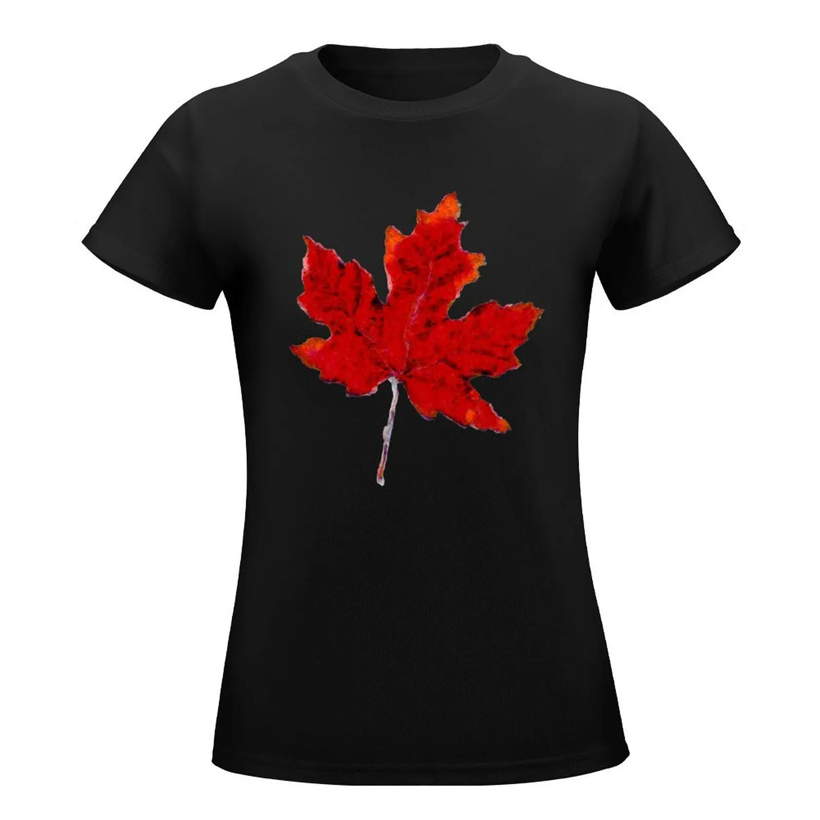 Impressionist Canadian maple leaf T-Shirt summer tops tops western t shirts for Women