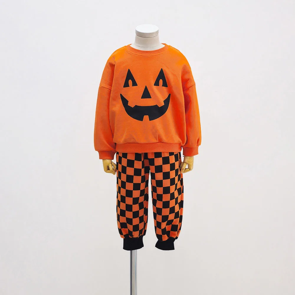 Jungen Mädchen Halloween Kürbis-Outfit Feiertagsparty Kinder Langarm Weiches Bequemes Set Atmungsaktives Kinder-Freizeit-Outfit Niedliches Zweiteiler-Set für Babys – Detail 21