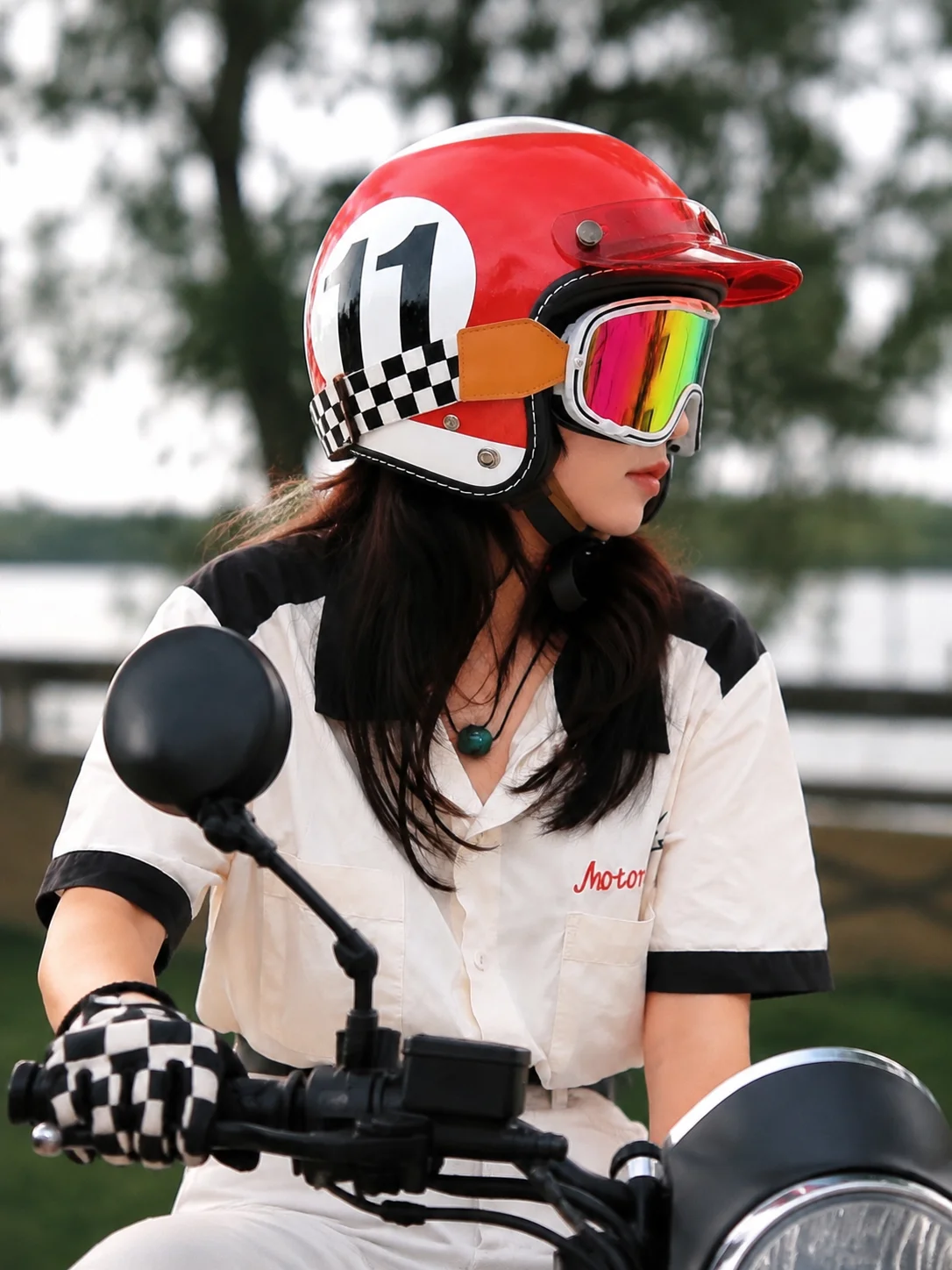 Motorcycle Cruise Retro Motorcycle Helmet Electric Cap Ladies Motorcycle Three-Point Helmet Retro Female Small Size Helmet