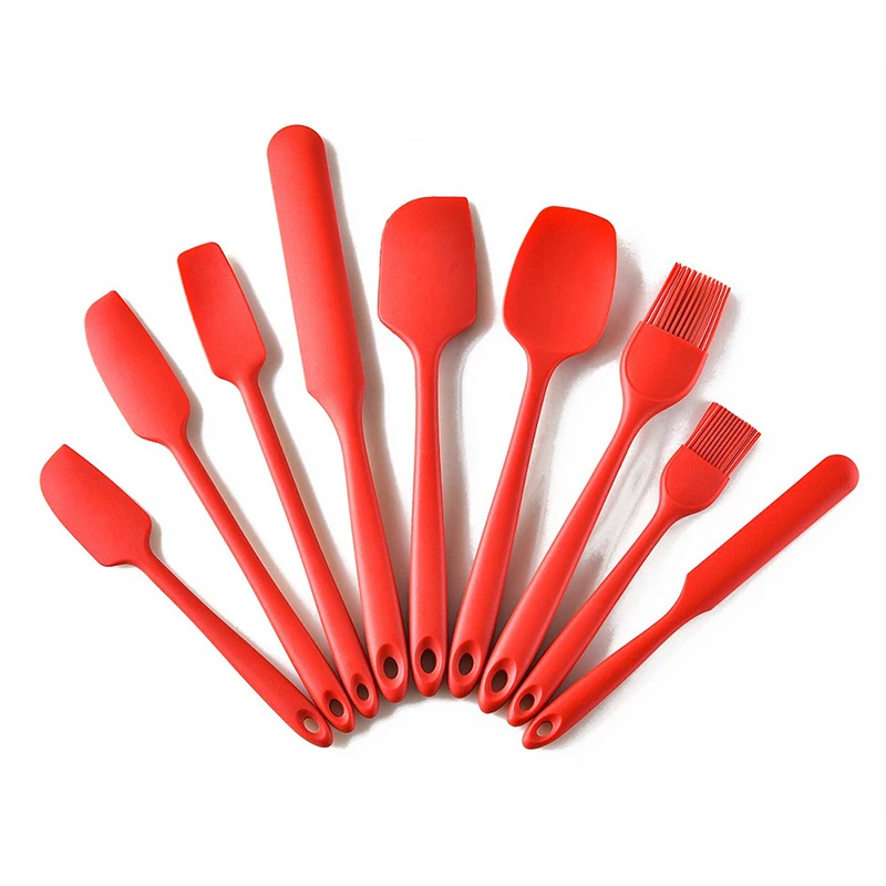 Red Non-Stick Silicone Cream Scraper Bread Cake Butter Chocolate Spatula Mixer Oil Brush Cake Spatula Kitchen Baking Tools