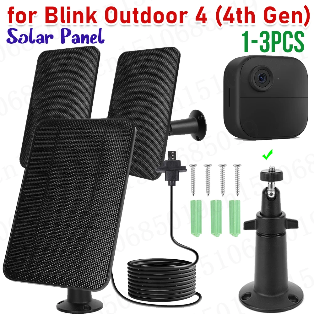 4W 5V Solar Panel for Blink Outdoor 4 (4th Gen) Camera 360° Adjustable Mount Photovoltaic Panel with 4m Charging Cable