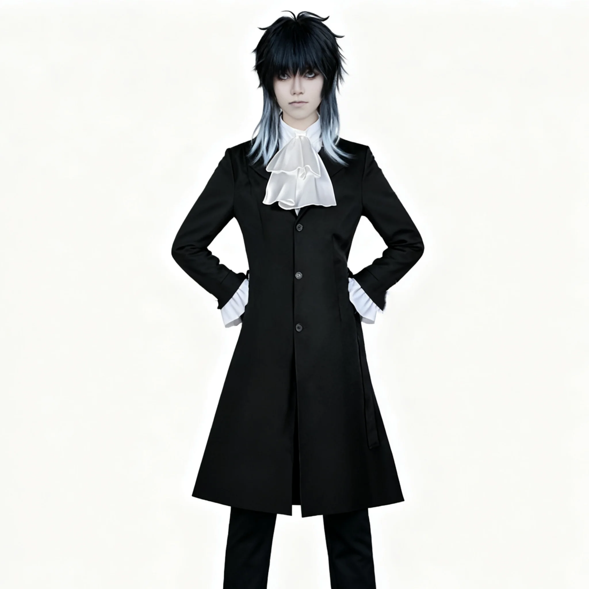Anime Bungo Stray Dogs Akutagawa Ryunosuke Cosplay Costume Shirt Vest Pants Coat Full Set Halloween Christmas Party Clothes view 5