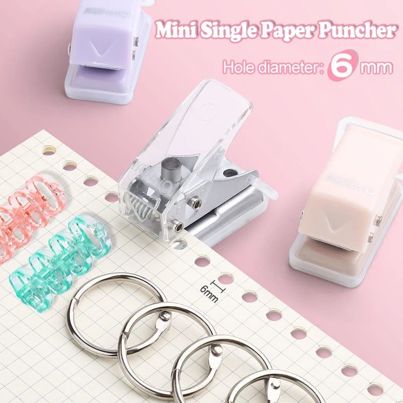 Simple Mini Single Paper Puncher Small Fresh Portable Office Binding Supplies Paper Cut Scrapbook Round Hole Punch Stationery