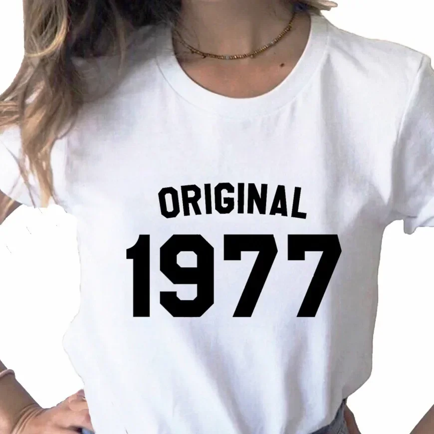 ORIGINAL 1977&1988 Letter print ladies T-shirt ladies casual basis O-collar white shirt short sleeve ladies T-shirt,Drop Ship