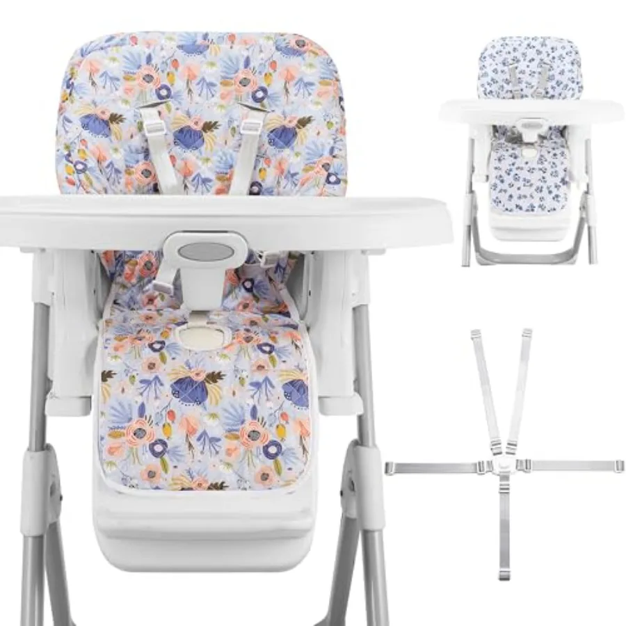 

Baby High Chair Cover Replacement Reversible and Waterproof High Chair Cushion Pad Home and Restaurant use Includes 5-Point Har