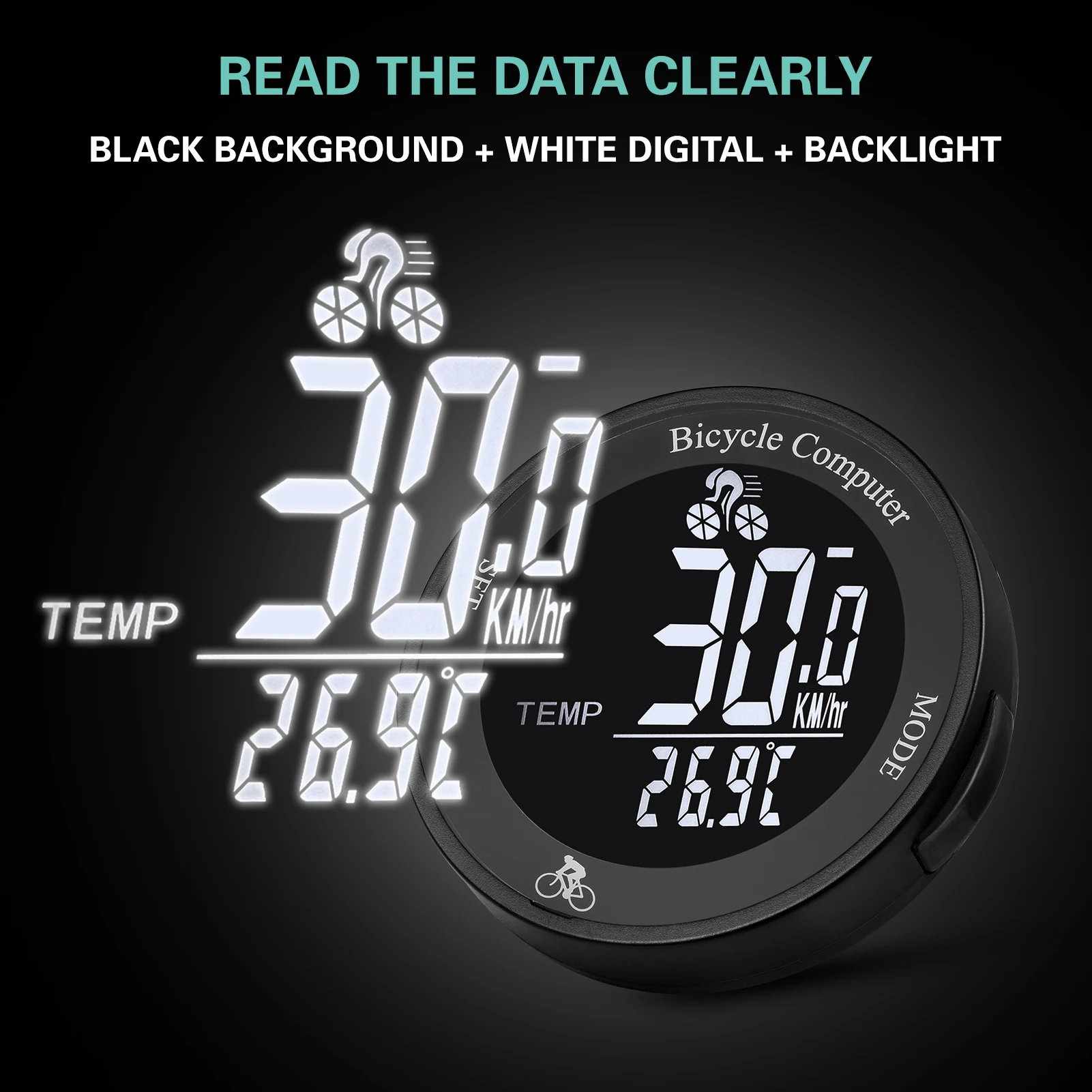 Wireless Bicycle Computer Waterproof Bike Odometer Multifunctional LCD Screen Cycle Speedometer Mountain Bike Speedo Meter