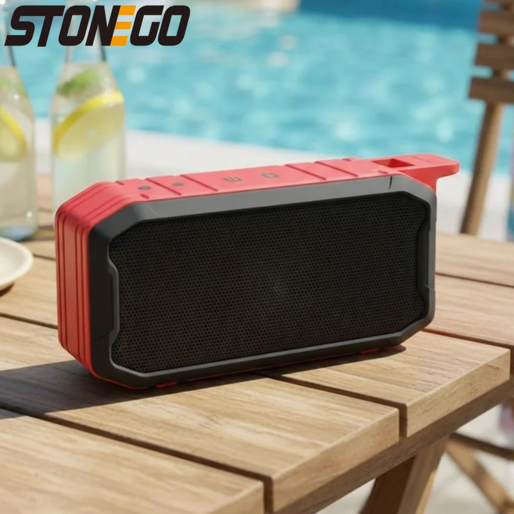 

Портативная уличная Bluetooth-колонка STONEGO, 1 шт., беспроводной водонепроницаемый сабвуфер, мощный USB-плеер для музыки, поддержка AUX и TF