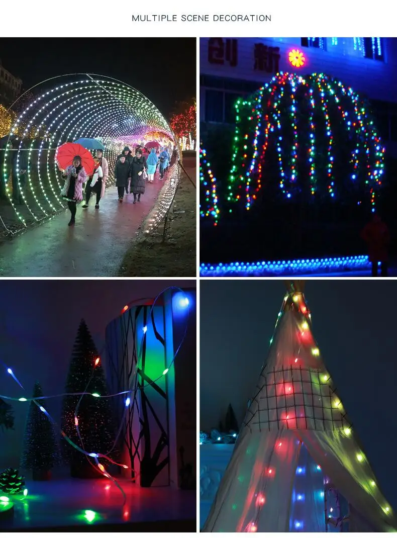 DC5V/12V 1000ct Pixels 1.5cm-20cm Pitch WS2811 LED Seed Pixel String Light RGB IC Addressable Full Color IP67 3Pin Black Wire