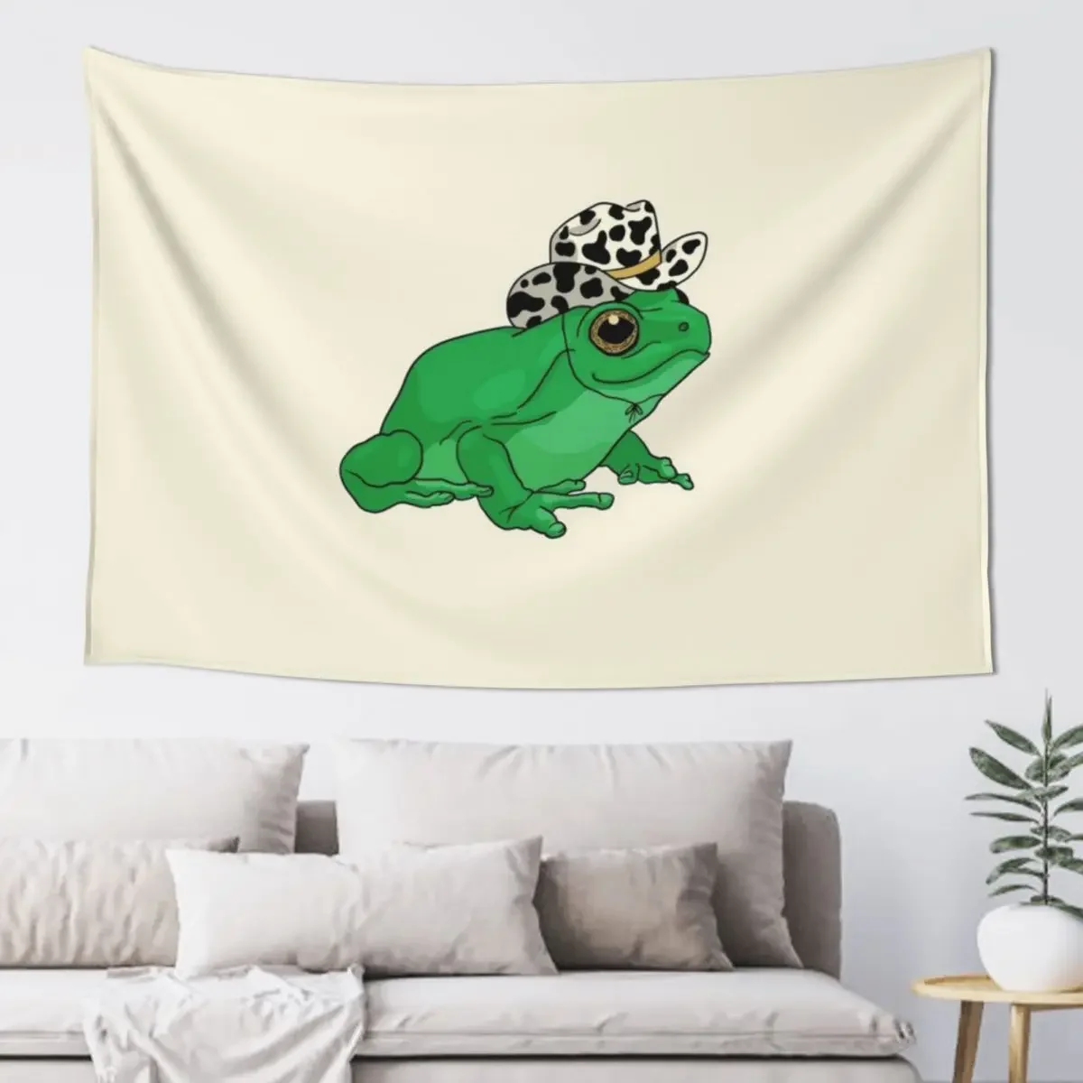 Cute Frog with Cowboy Hat - Kawaii Cottagecore Aesthetic Froggy - Western Rodeo Contry Lover Toad - Youth Teen Pastel C Tapestry