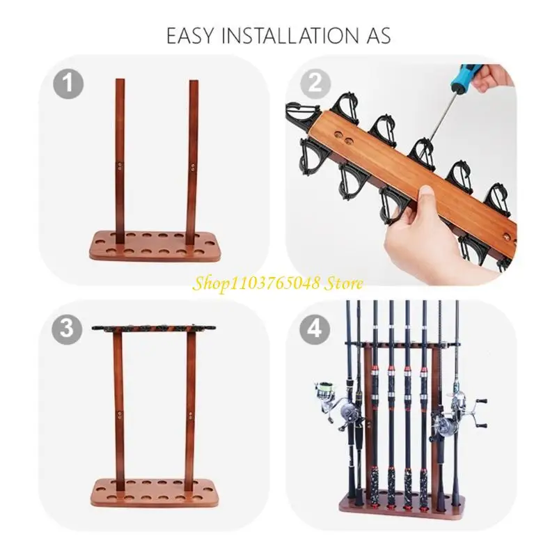 R53E Floor Stand Fishing Rod Racks Vertical Storage Holder Fishing Rod Rack Holds 8/14 Rod Fishing Gear Equipment Organizers