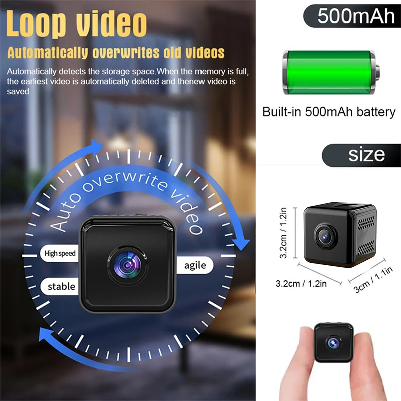 X9 360° panoramic Mini camera 1080p Wireless Wifi Cameras HD Mini Remote Aerial Photography Portable Outdoor Sports Electronics