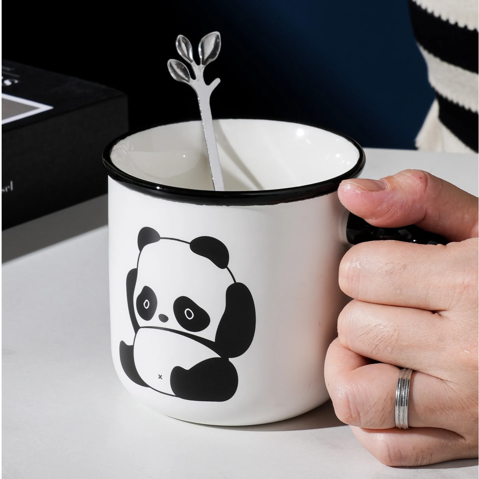 Cute Panda Ceramic Mug Companion Gift Cartoon Ceramic Water Cup Children\'s Cup Small Gift Mug Ins Style