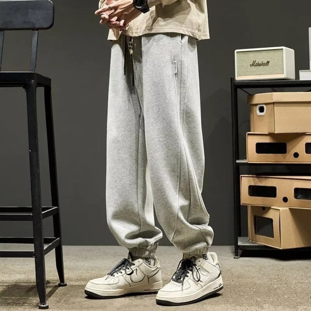2026 Men Loose American Style Sweatpants Casual Streetwear Joggers Trendy Wide Leg Sports Pants
