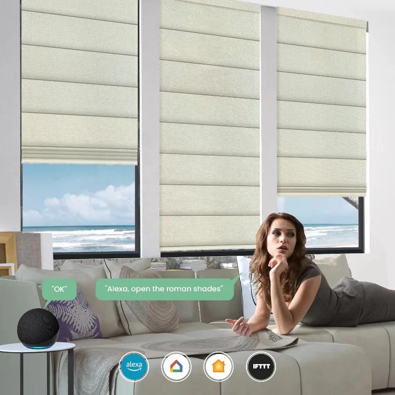 Electric remote control smart luxury home decoration blackout electric roller blinds roman shutters